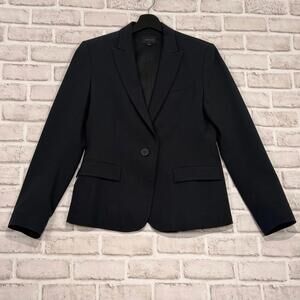 Theory Women's Size 4 Black Fitted Blazer‎ Virgin Wool Blend Career Wear Office